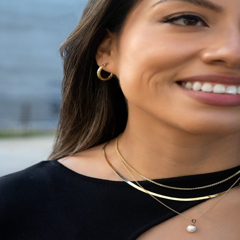 Faceted Color-Golden Hoop Earrings