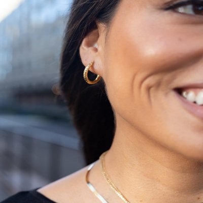 Faceted Color-Golden Hoop Earrings